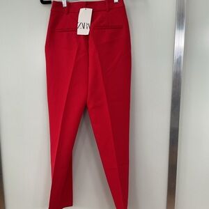 Zara Red Trousers Elegant and Versatile Size XS Pants
